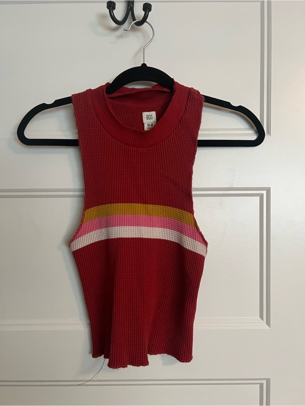 Sleeveless BDG Urban Outfitters waffle  Ribbed Tank Top with Stripes -  Rust M